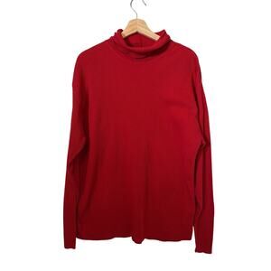 J. Crew Vintage Thermal Waffle Knit Turtleneck Long Sleeve Sweater Top Red Sz L